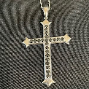 Karis Silver Thai Black Spinel Cross